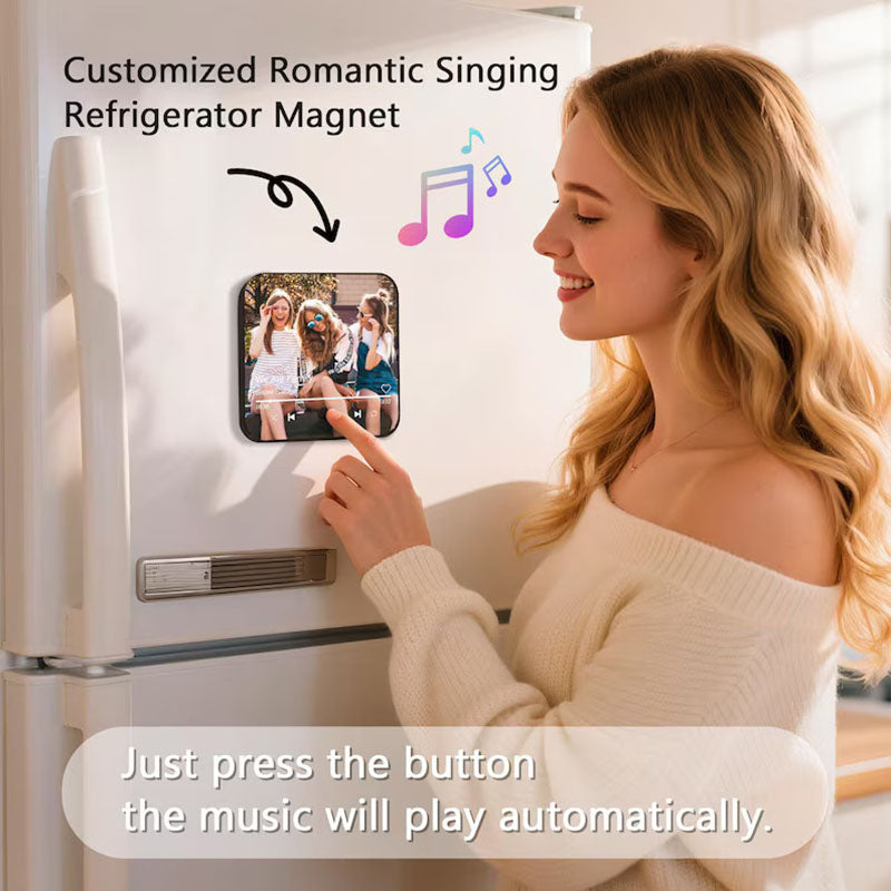 Birthjuly™ Personalized Music Fridge Magnet with Custom Photo - Push Button Audio Keepsake - Unique Musical Gift for Birthdays & Anniversaries