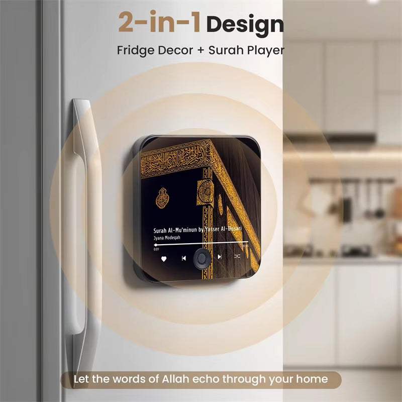 Muslim Quran Surah Speaker Fridge Magnet - One-Click Audio Recitation, Magnetic Digital Art with USB-C F