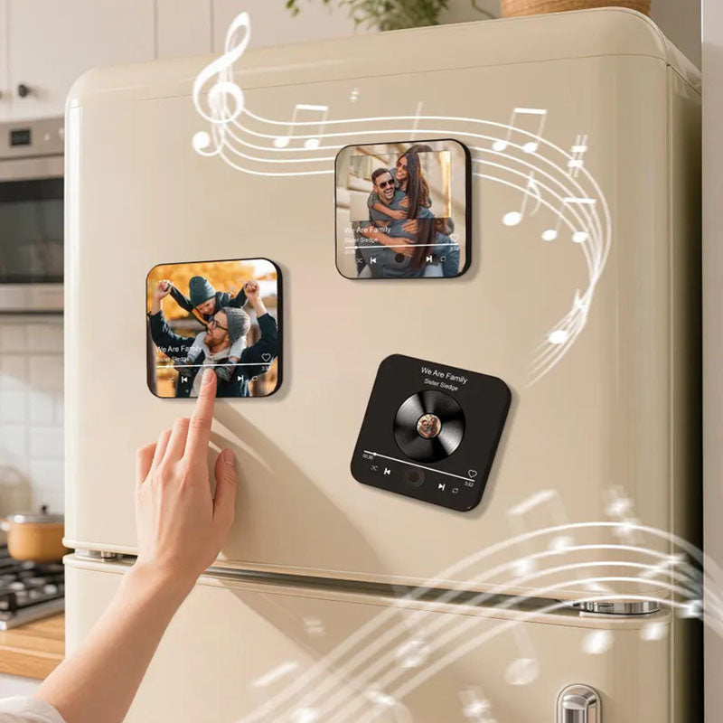 Birthjuly™ Personalized Music Fridge Magnet with Custom Photo - Push Button Audio Keepsake - Unique Musical Gift for Birthdays & Anniversaries
