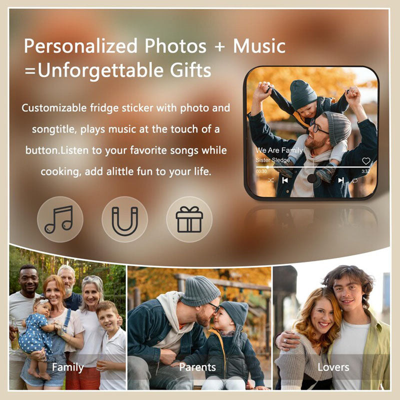 Birthjuly™ Personalized Music Fridge Magnet with Custom Photo - Push Button Audio Keepsake - Unique Musical Gift for Birthdays & Anniversaries